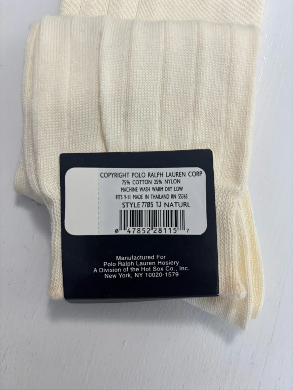 VTG new Ralph Lauren Men's Cream Polo Pony Ribbed Dress Socks size 9-11